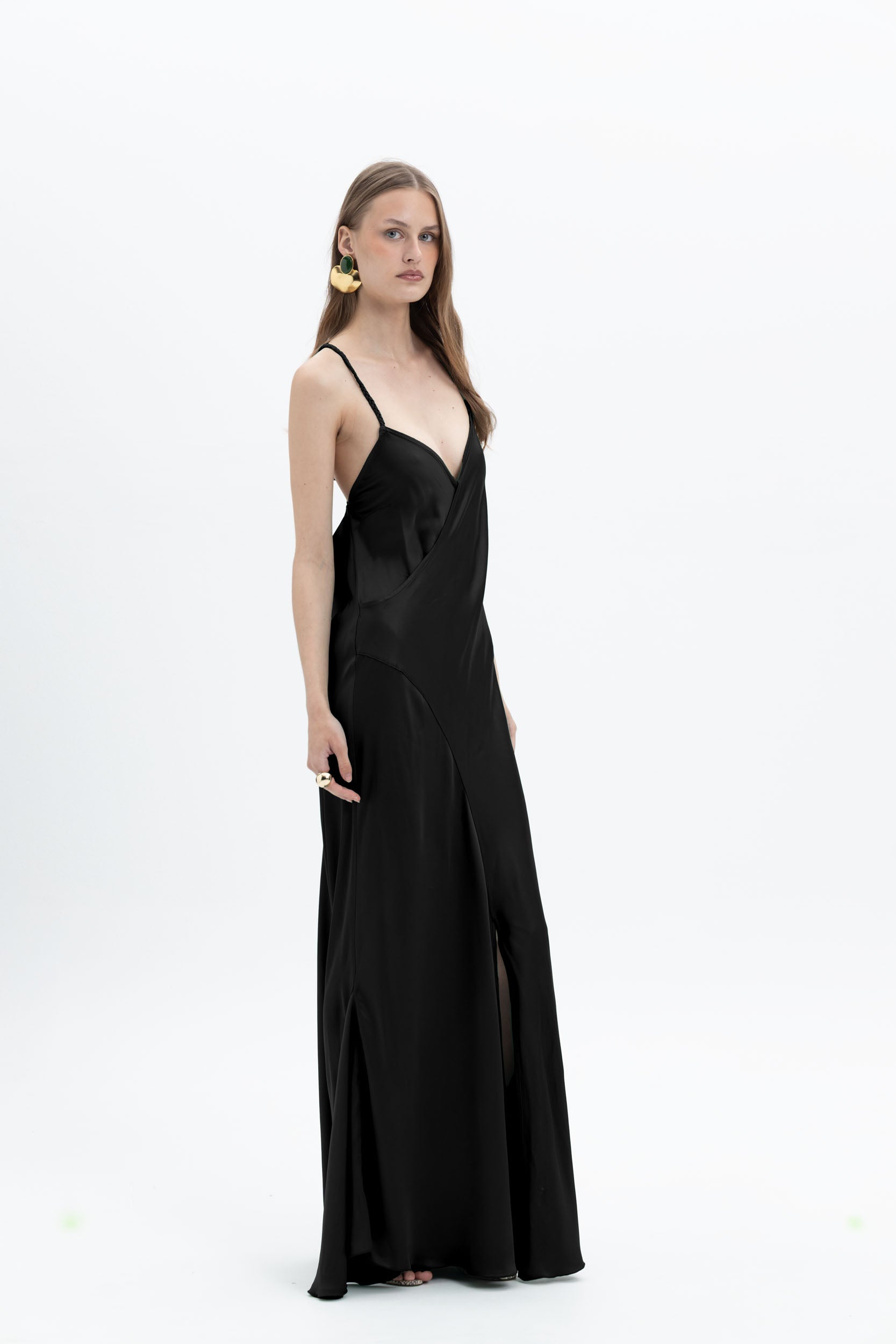 MyT emerald; black maxi slip dress — MyT Spring-Summer 2026 collection, view 5