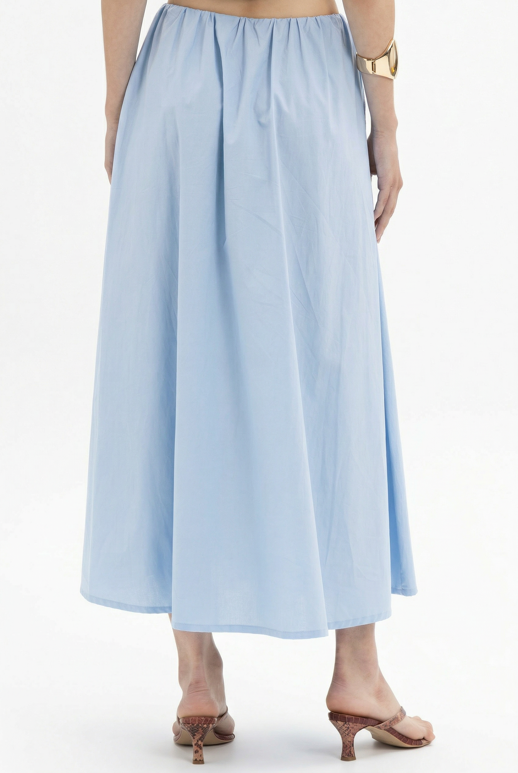 MYT midi skirt with full gathered design in Nano Banana color, showcasing a stylish, flowing skirt silhouette.