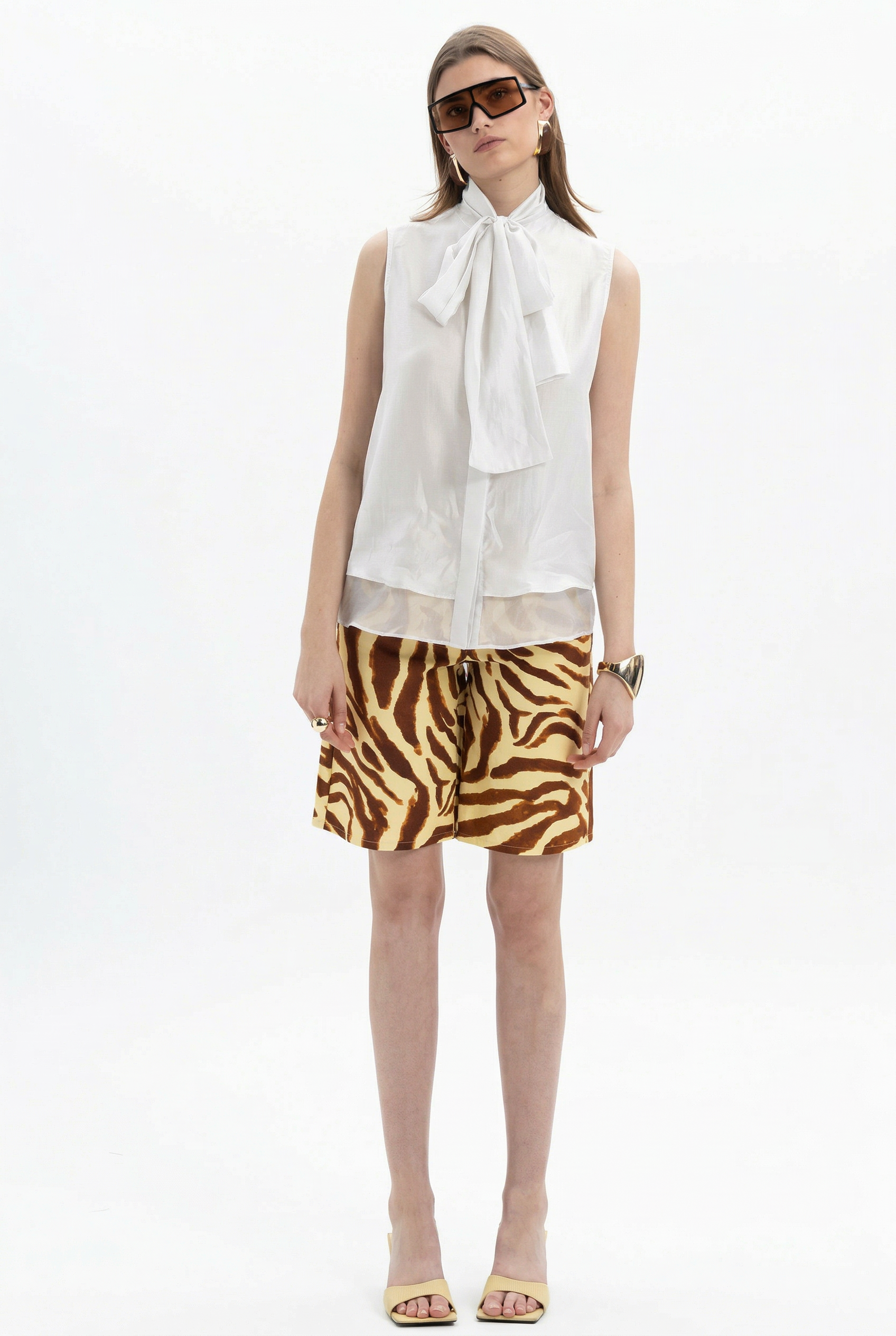 Sheer Tie Neck Blouse