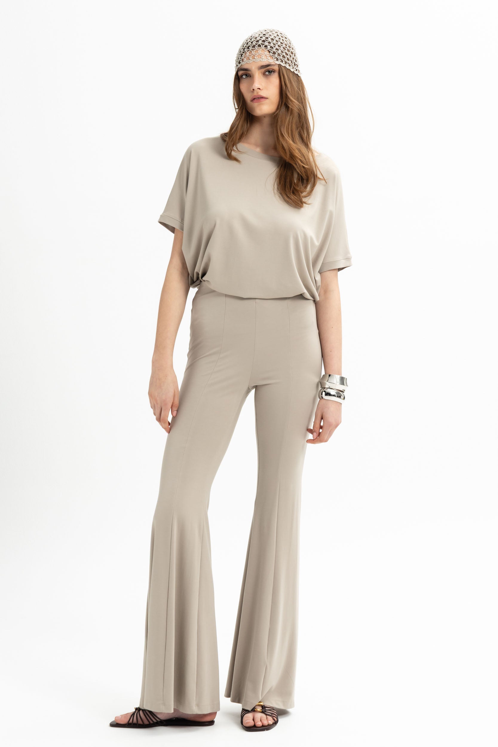 MyT greige; black; off white flared pants — MyT Spring-Summer 2026 collection
