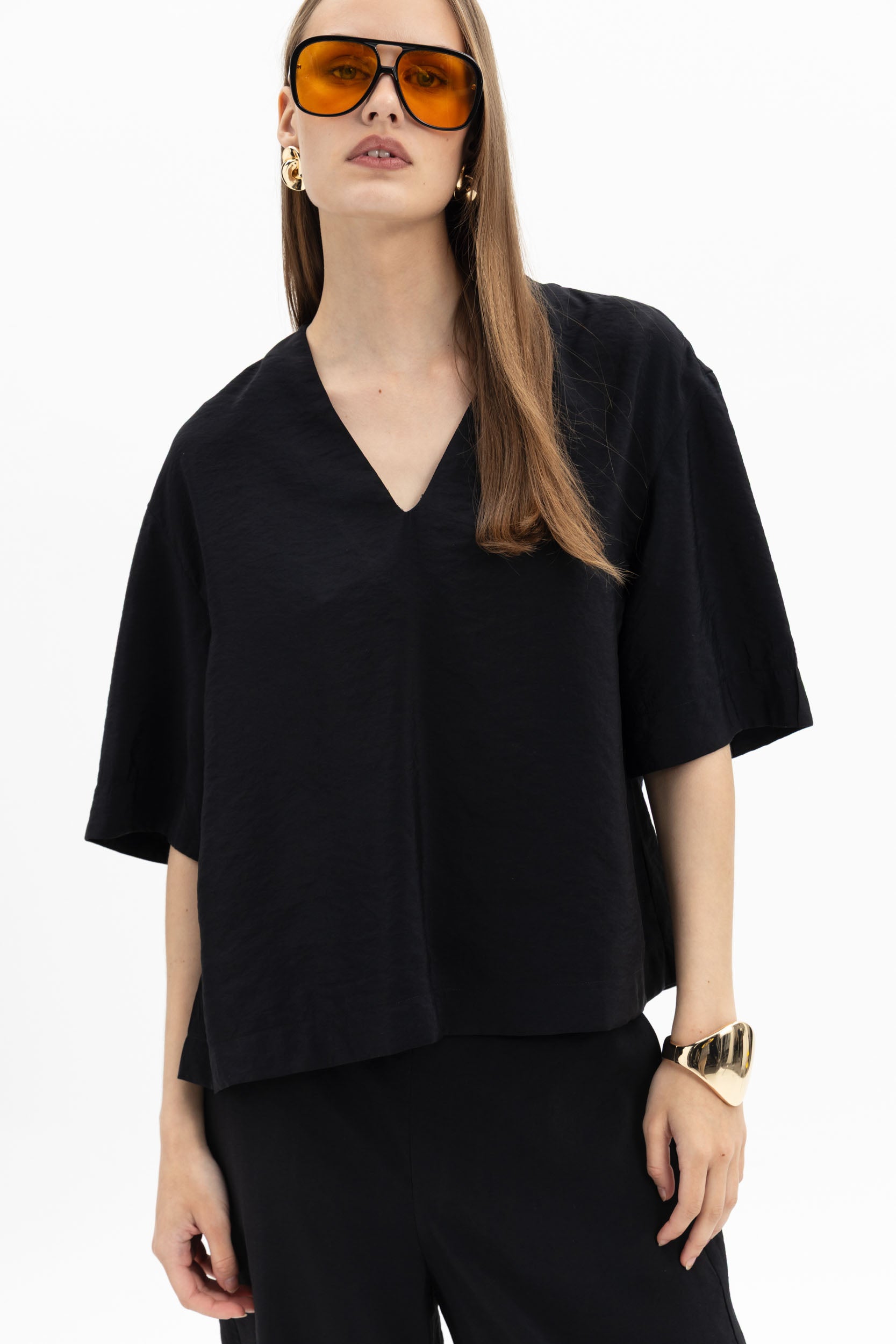 V-Neck Oversized Blouse