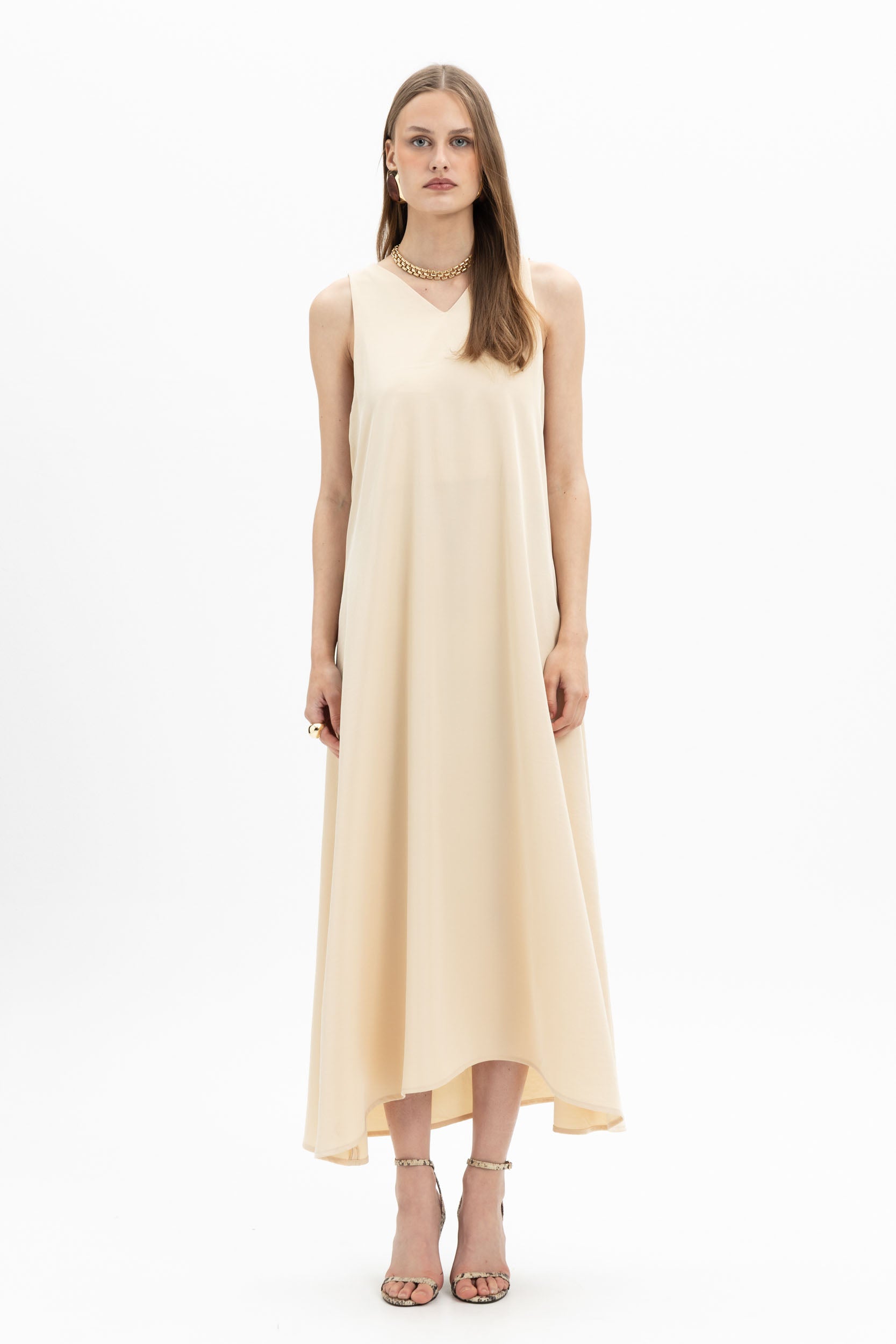 MyT panna; red 1 asymmetric midi dress — MyT Spring-Summer 2026 collection