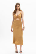 MyT gold; black midi slip dress — MyT Spring-Summer 2026 collection