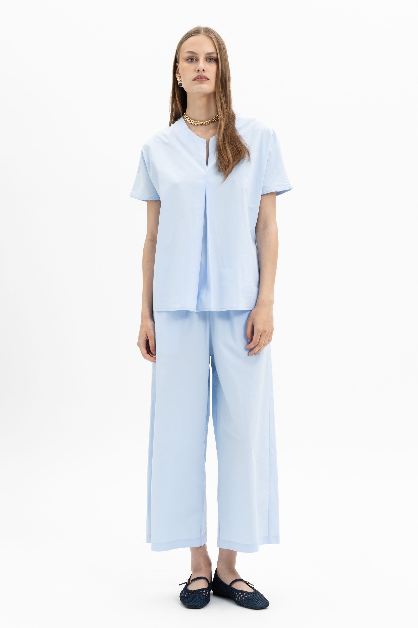 V-Neck Cotton Blouse