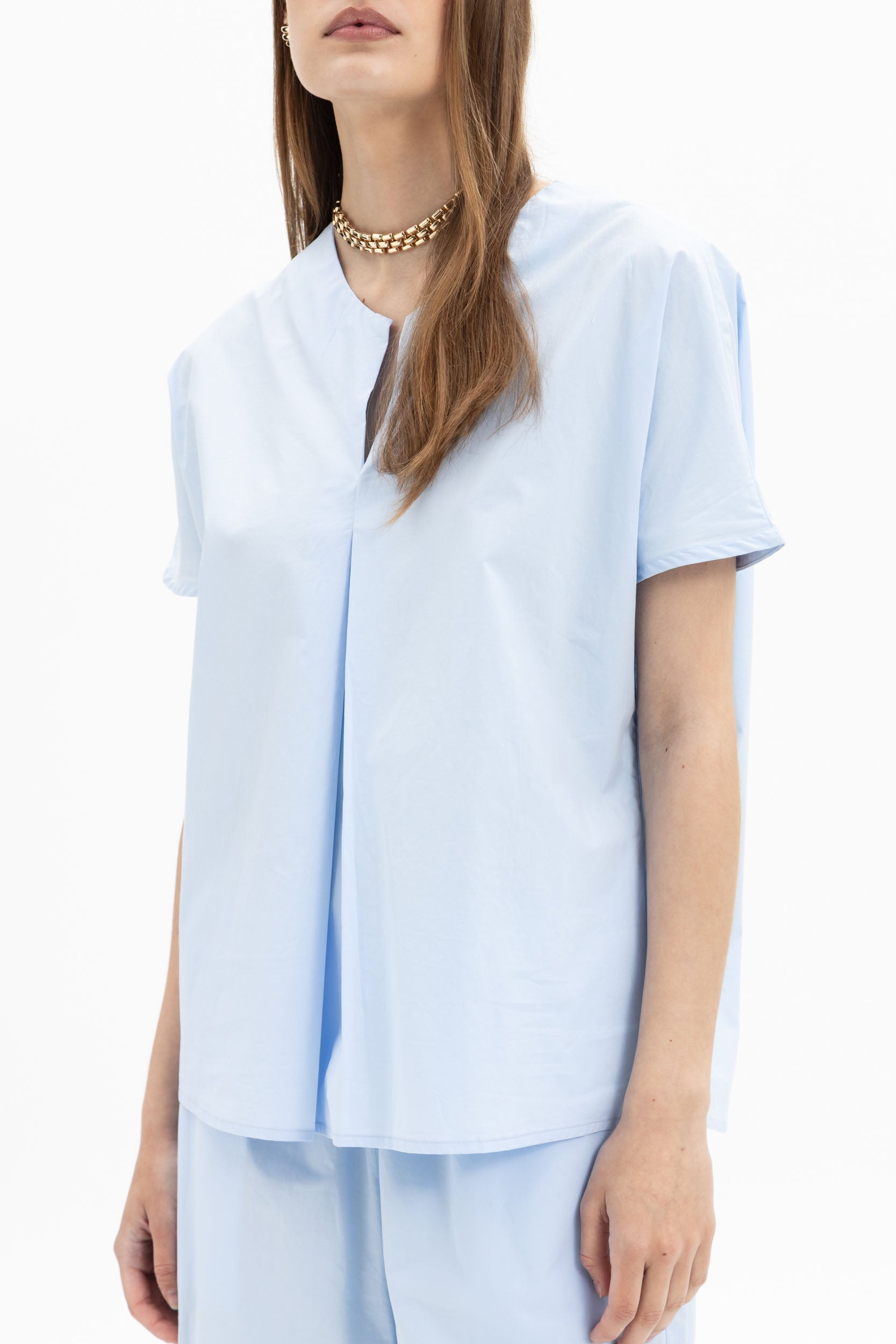 V-Neck Cotton Blouse