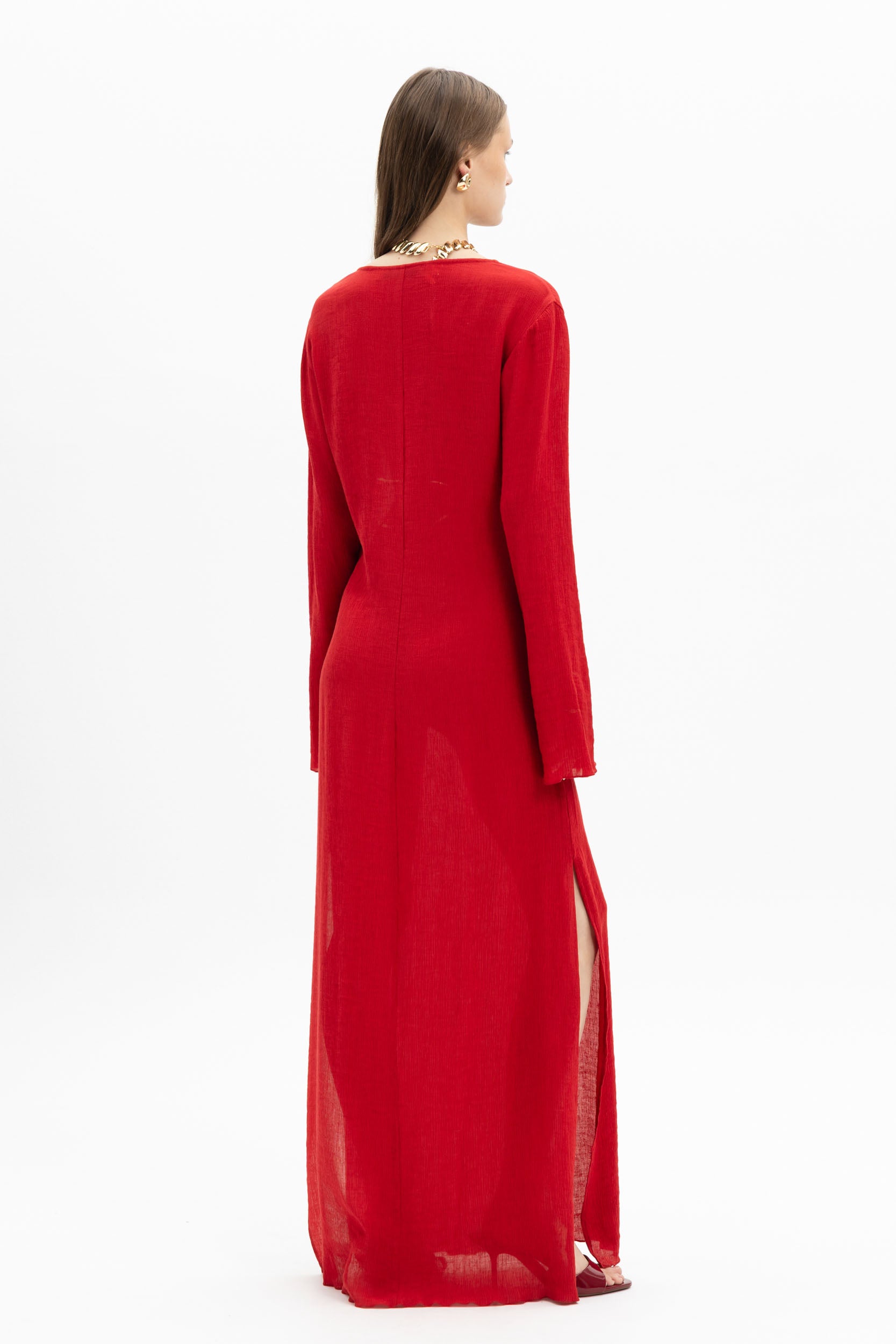 Long Sleeve Slit Maxi