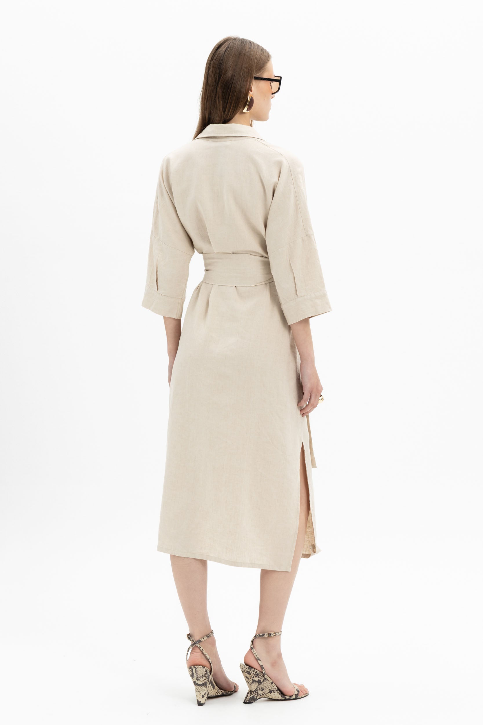 Linen Belted Shirtdress