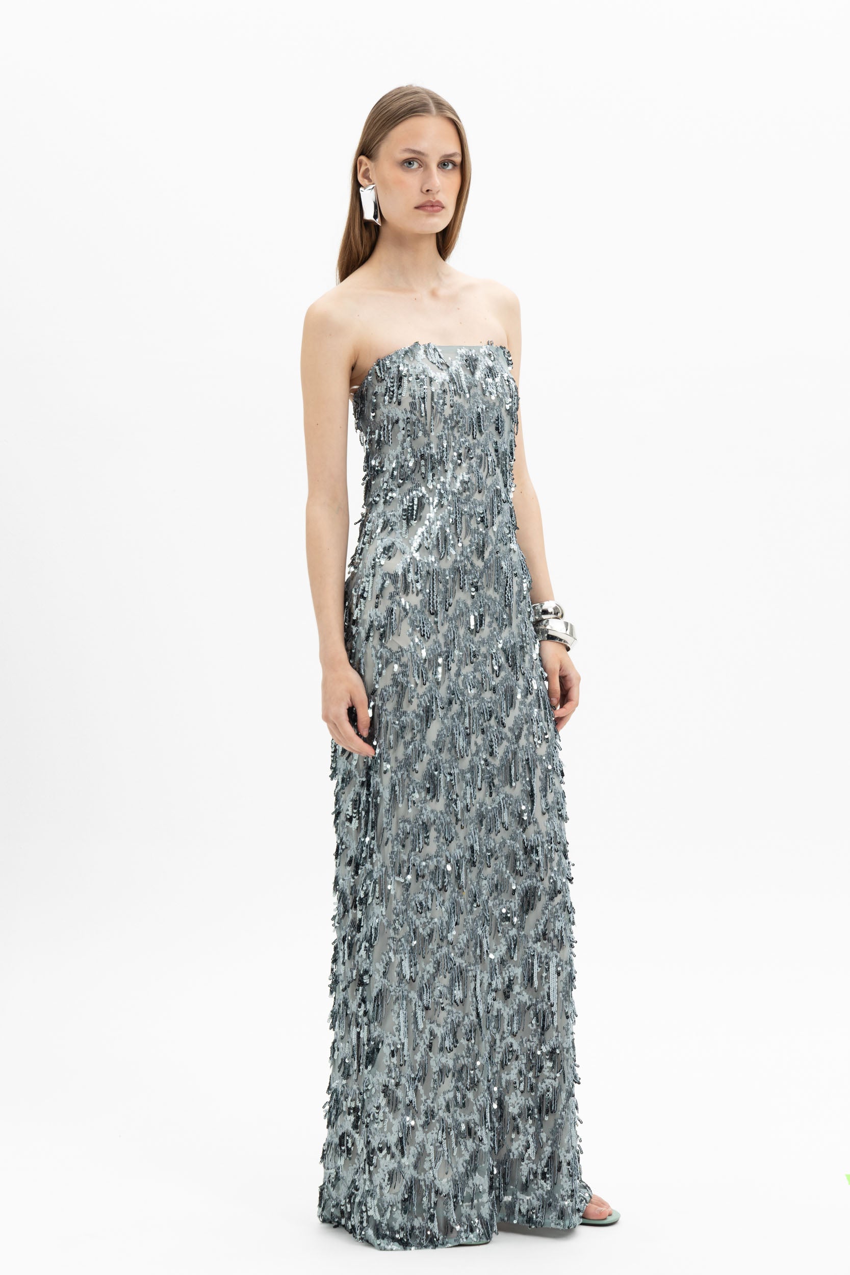 Feather Sequin Maxi
