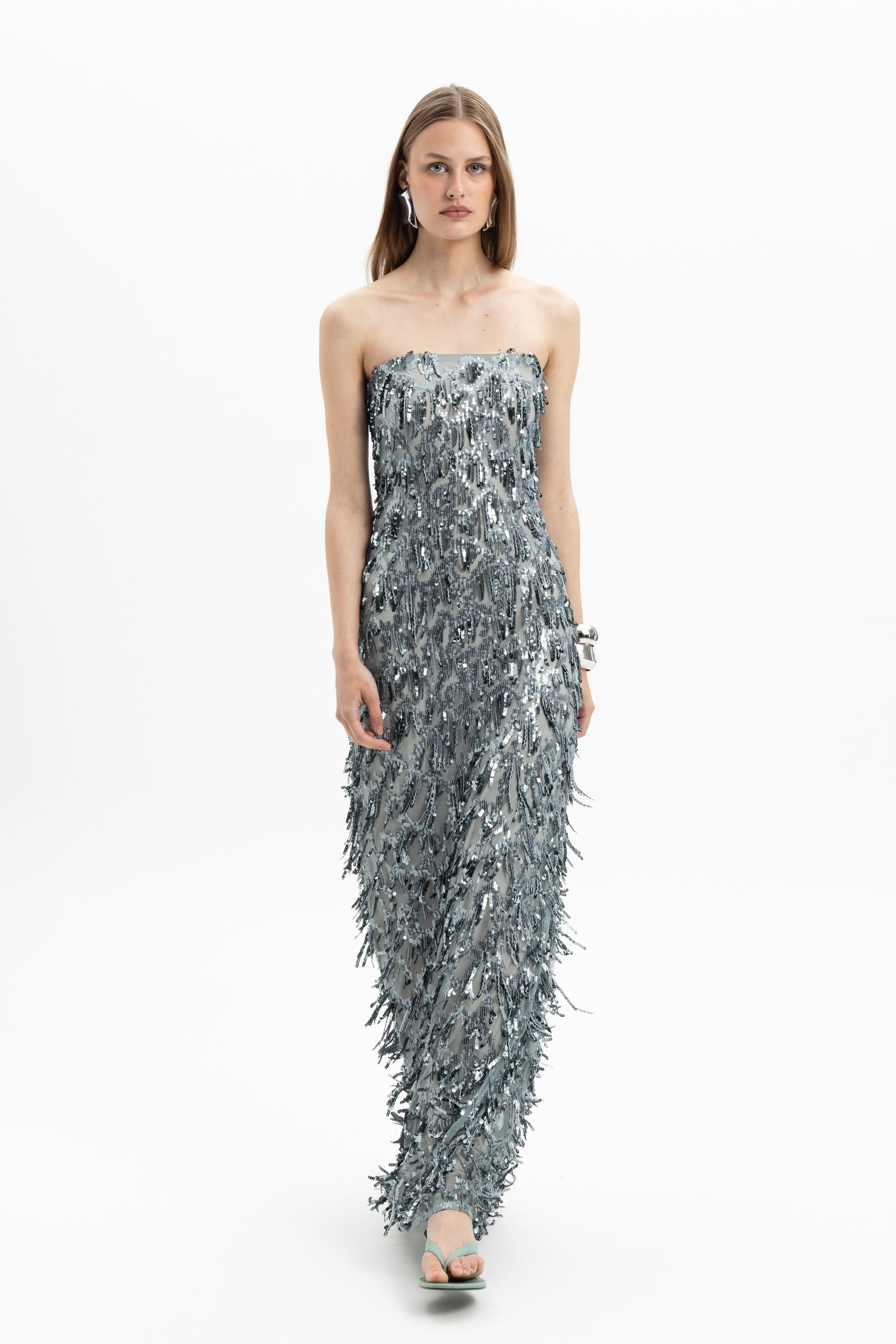 Feather Sequin Maxi