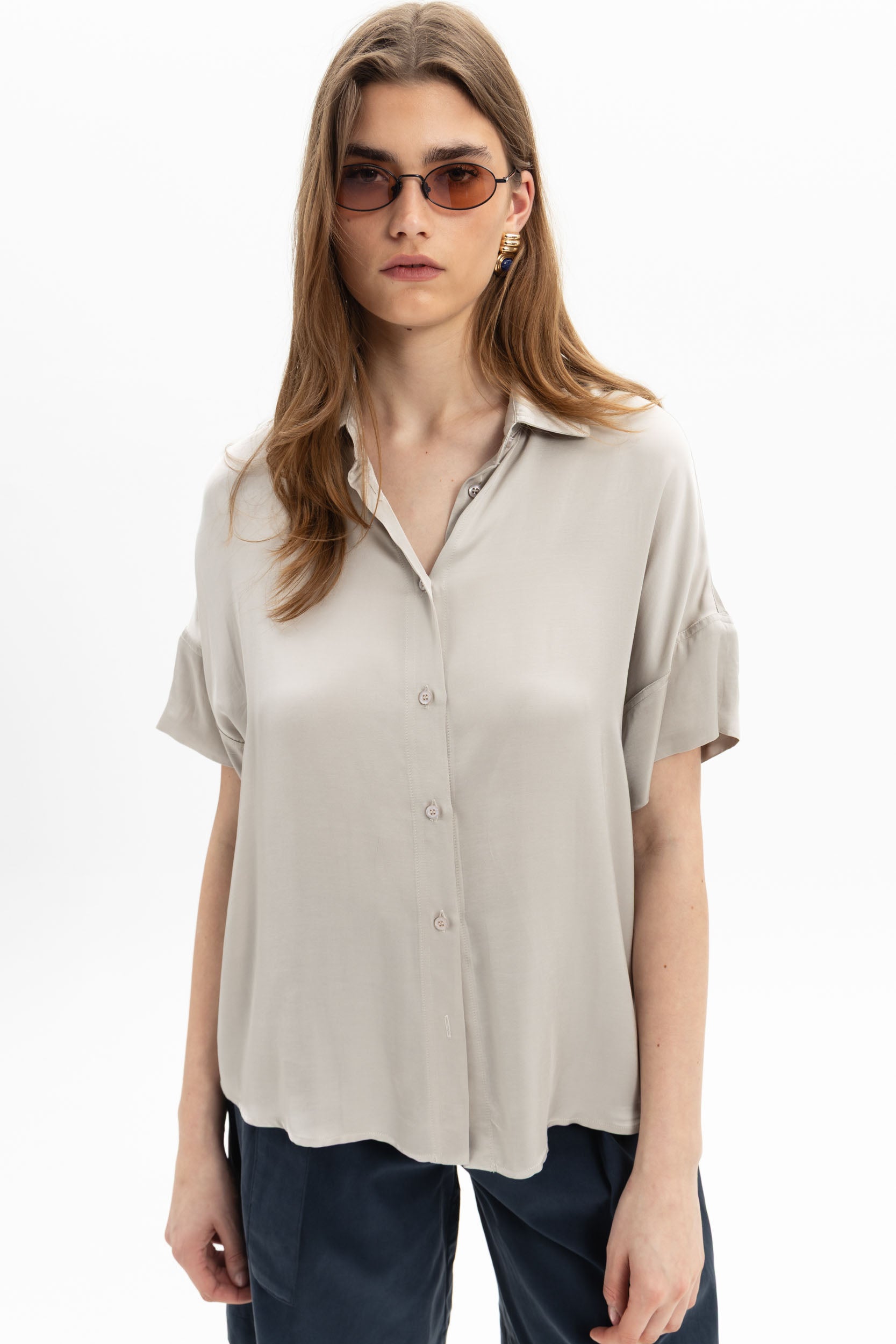 Stone Satin Shirt