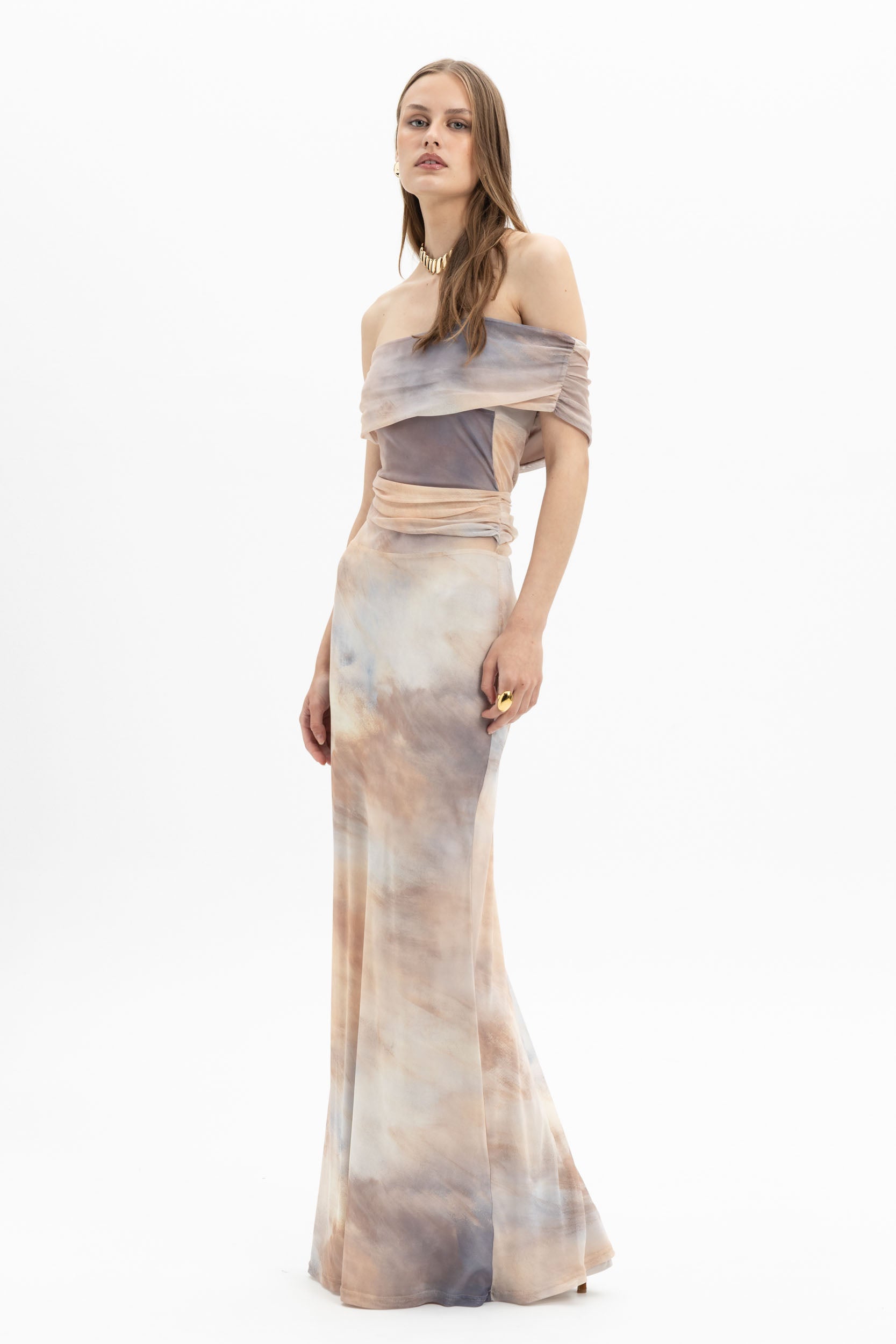 Draped Watercolor Maxi
