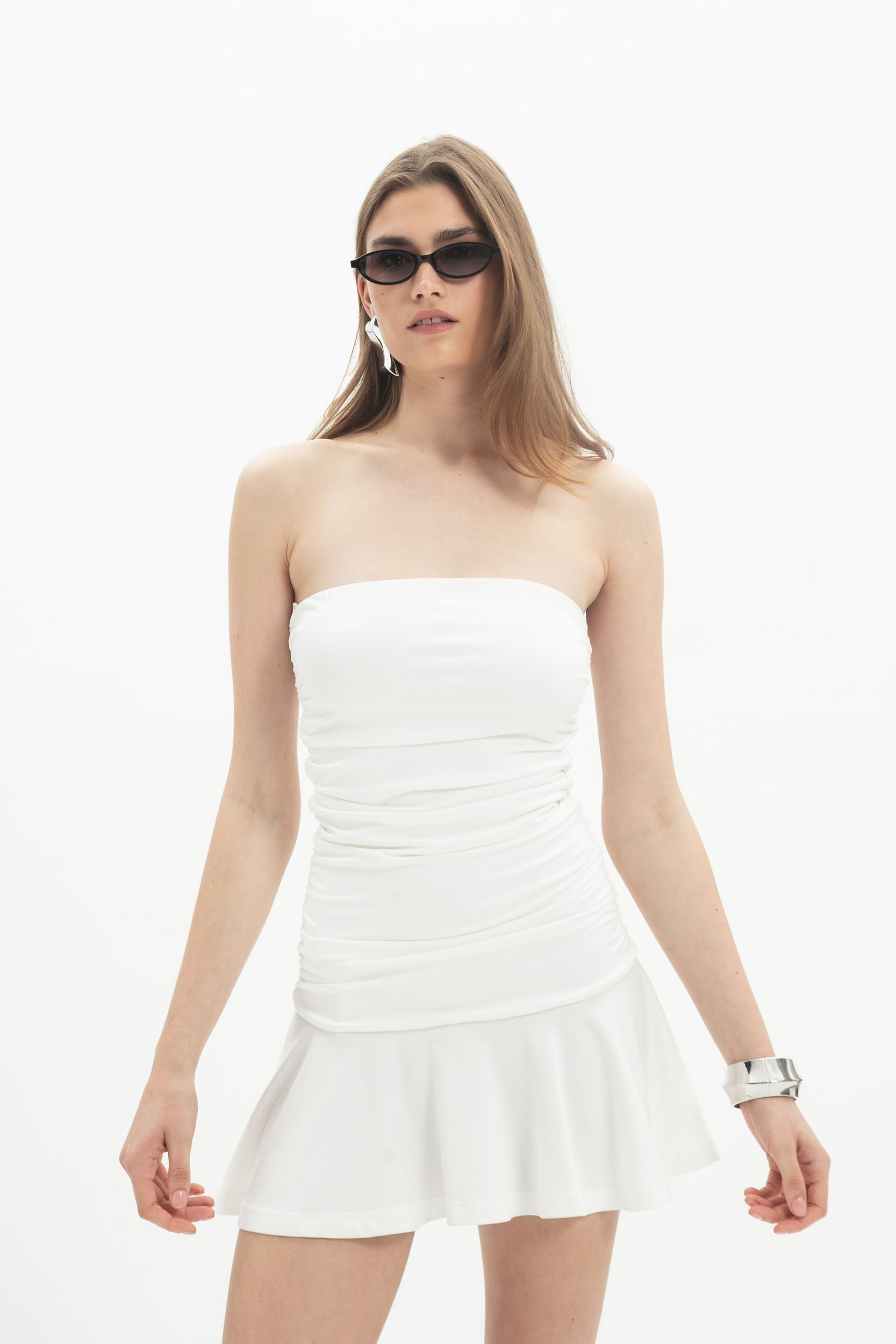 Strapless Flounce Mini