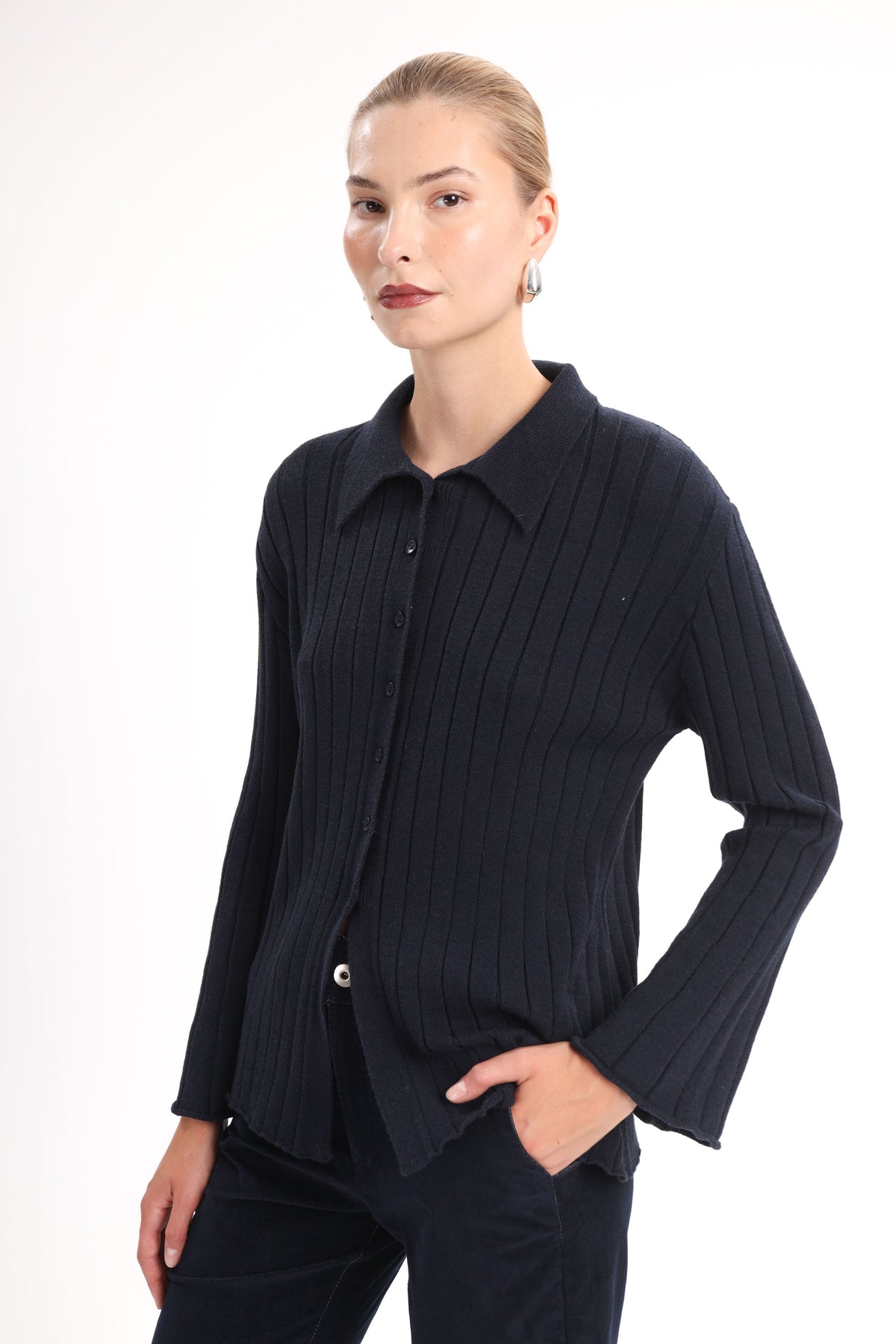 Pinstripe Knit Cardigan - MYT Wearables Fall–Winter 2027