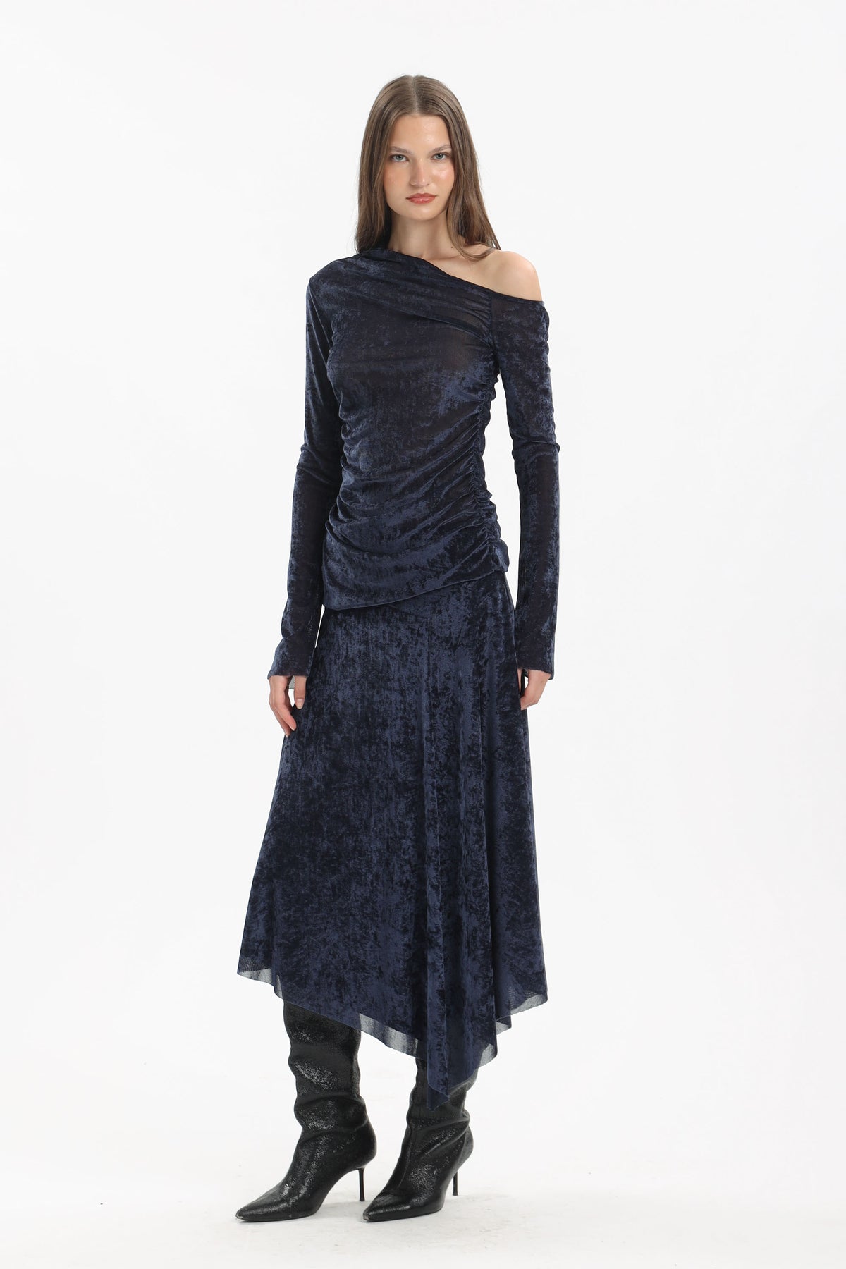 Velvet Asymmetric Skirt - MYT Wearables Fall–Winter 2027